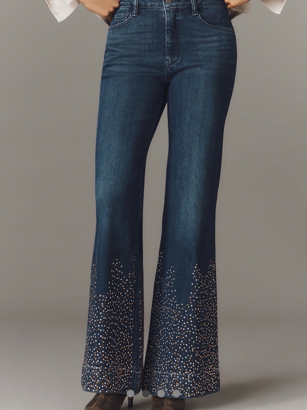 Anthropologie Dark Blue Studded Flare Jeans